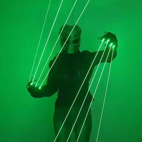 532nm Green Laser Gloves Beam Flash Finger Single Point Big Beam Lazer Cannon LED Palm Luminous Glov