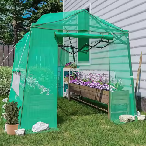 11 X 8.5 X 7.5 Ft Walk-in Greenhouse, Portable Pop-up Greenhouse, Botanical Garden Greenhouse with Z