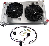 Cubauto 3 Row Radiator&Shroud fan+Relay Compatible For 70-81 Chevy Camaro / 78-87 Monte Carlo G-Body