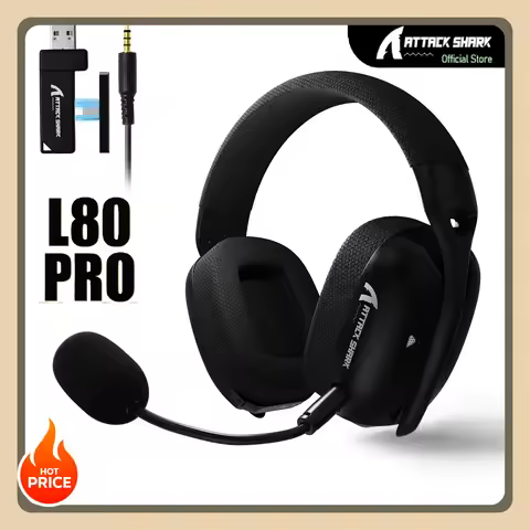Attack Shark L80PRO Ultralight Wireless Gaming Headset Bendable Dual Mic System 2.4Ghz/BT/3.5mm Wire
