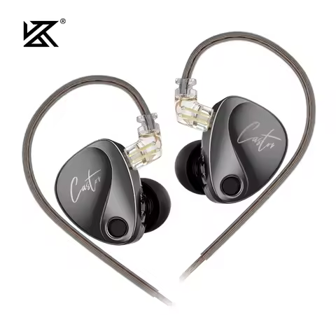KZ Castor In Ear Wired Earphones HIFI Bass Tunable Balanced Armature Sport Headphones Monitor Metal 