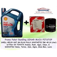 Paket Oli Mobil Shell Helix Hx7 & Filter Oli Rush Terios Calya Sigra