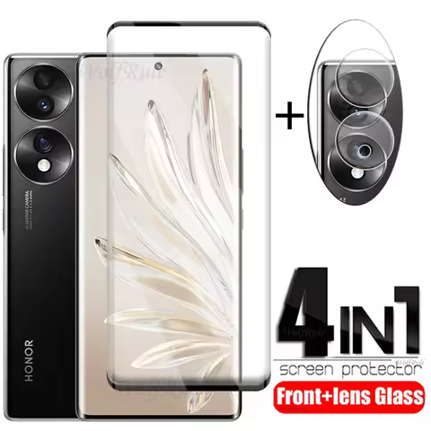 4-in-1 For Huawei Honor 70 Glass For Honor 70 5G Tempered Glass Curved 9H HD Protective Screen Prote