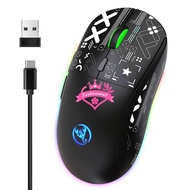★Best Price★HXSJ T90 2.4G Wireless Mechanical Mouse RGB Gaming Mouse Ergonomic 3600DPI Mouse 11 RGB 