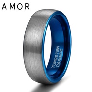 AMOR 6mm Tungsten Ring Wedding Band for Men Women Matte Brushed Size 4-12