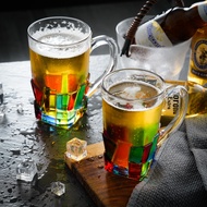 Creative contrasting color beer mug creative home draft beer mug high-value large-capacity crystal glass