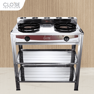 Fortem Fitness CLOSE เตาแก๊สพร้อมขาหน้าสเตนเลส 2 หัวเตา NICASIO-02 สีเงิน สินค้าคุณภาพดี