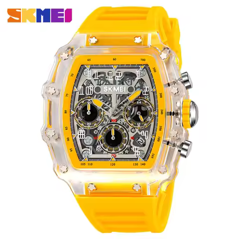 SKMEI 2305 Fashion Quartz Sports Watch Men's Waterproof Chronograph Calendar Transparent Case Watch 