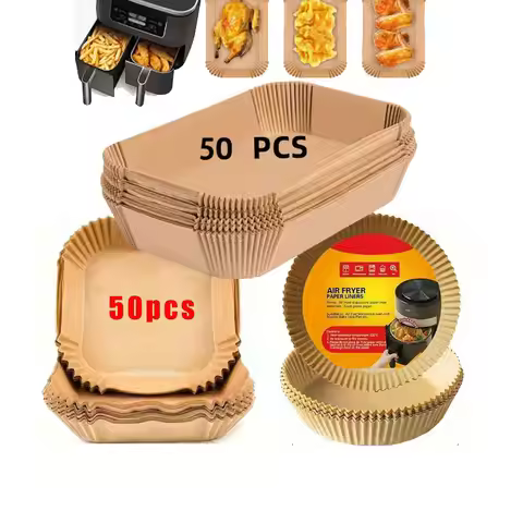 100/50pcs Disposable Square & Round Air Fryer Baking Paper Kitchen Supplies, Outdoor BBQ, Air Fryer 