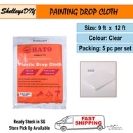 5PC 9ft x 12ft Paint Plastic Drop Cloth / Drop Sheet / Plastic Sheet Cover