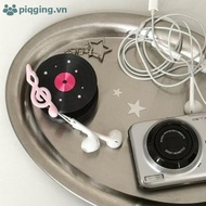 Piqging Retro Record Cable Winder with Keychain, Y2K Headphone Organizer VN