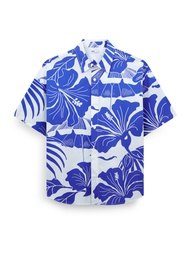 AIIZ (เอ ทู แซด) - AIIZ เสื้อเชิ้ตผู้ชายแขนสั้นพิมพ์ลาย AIIZ Mens Hibiscus Printed Shorts Sleeve Shi