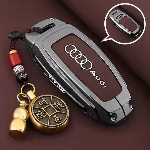 Leather Car Key Case Cover For Audi A3 A4 B9 A6 C8 A7 S7 4K A8 D5 S8 Q7 Q8 SQ8 E-tron 2018 2019 2020
