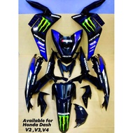 coverset BLACK  dan sticker motor honda dash 110 / 125 / 125Fi HLD monster edition