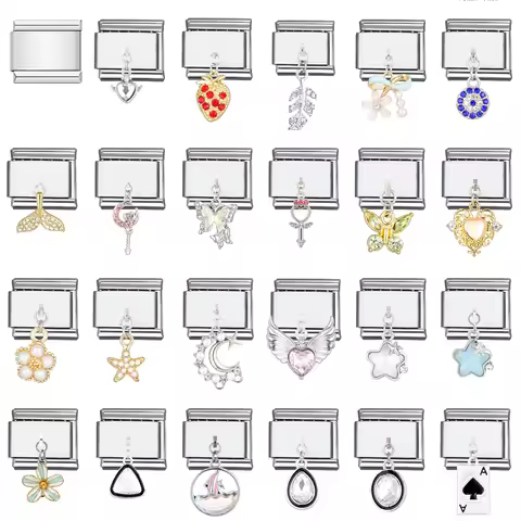 1PC DIY Stainless Steel Italian Charm Links Fit 9mm Bracelet Jewelry Making Accessories Findings Con