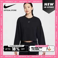 Nike Womens Sportswear Chill Terry Oversized French Terry Crew-Neck T-Shirt - Black [IF0229-010]