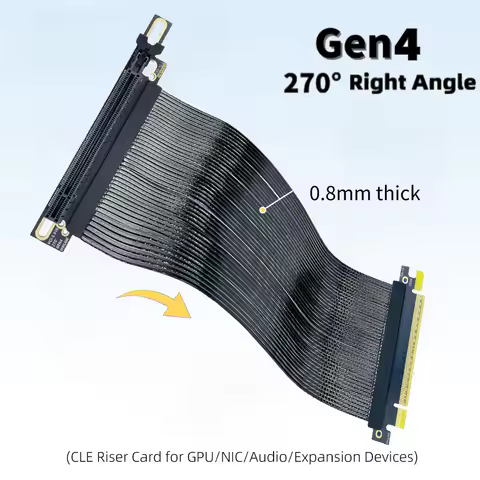 JHH-Link New PCIE 4.0 X16 GEN4 Graphics Card Extender Cable 270° Anti Right Angle Riser Cable for H1