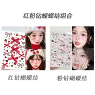 Flash Diamond Face Sticker Ribbon Red Bow Christmas Makeup Sticker Diamond Red Diamond Children Stag