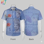 Funny Short-Sleeve Shirt with Unique Malaysian Ringgit Banknote Prints, Featuring RM1, RM5, RM10, RM