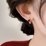 YICAN | Red Diamond Four-Leaf Clover Earrings