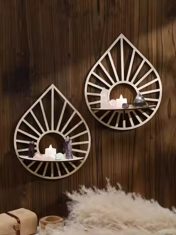 Wood Wall Shelf Floating Wall Shelf Holder Crystal Shelf Display Boho Home Decoration Wall Mounted S