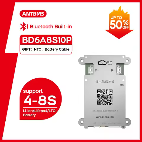 JK BMS BD6A8S10P Smart Active BMS 4S 5S 6S 7S 8S 12V 24V Li-ion Lifepo4 LTO 6A Battery Balance BMS 1