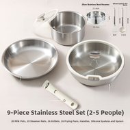 Carote Stainless Steel Cooking Utensils Set Detachable Handle Non-Stick Frying Pan Kitchenware for H