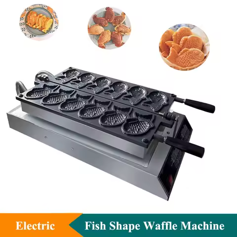 Digital Display Cheese Taiyaki Waffle hine Commercial 6 Pcs Fish Waffle Maker New Den Fish Shape Waf