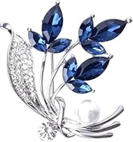 Flower Brooch Gentle Temperament Pearl Leaf Brooch Corsage Women's Clothing Accessories (Color : A, 
