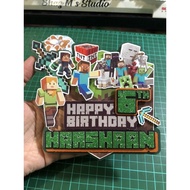 Minecraft cardstock cake topper