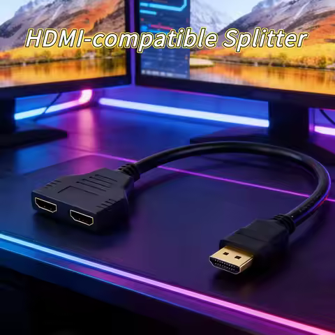 4K HDMI-compatible Cable Splitter Adapter 2.0 Converter 1 In 2 Out HDMI-compatible Male to 2 HDMI-co