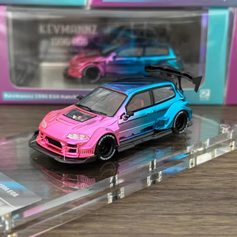 DCM 1/64 Scale Kevmannz GT EG6 Hatchback-Electroplating Glitter Alloy Car Model Ornament Souvenir Di