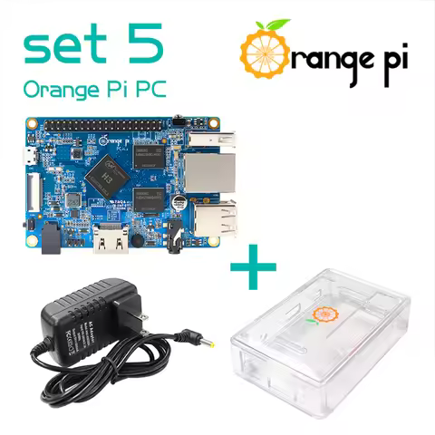 Orange Pi PC+Transparent ABS Case+ Power Supply, Supported Android, Ubuntu, Debian Open Source Singl