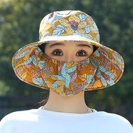 Bucket Hat Tea Picking Cap Flower Protect Neck Anti-uv Dust Mask Hat Sunscreen Hat With Mask Fisherman Hat Outdoor