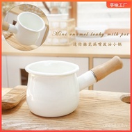 🚓Feilong Enamel Enamel Japanese Style Discharge Spout Single Handle Mini Milk Pot Baby Food Pot Soup Bowl Butter Pot Cof
