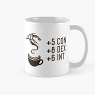 Dnd Dragon Coffee Stats Roleplaying and Larping Mug