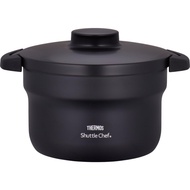 【Direct from Japan】THERMOS Vacuum Thermal Cooker “Shuttle Chef” 2.8L (for 3-5 persons) Black [Fluorine coating on cooking pot] KBJ-3000 BK