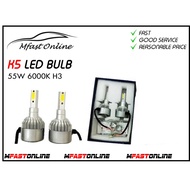2PCS K5 LED 55W 6000K H3