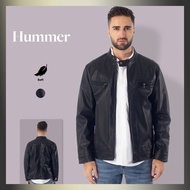 【HUMMER】Jacket Kulit Kain Lembut Saiz S-2XL Warna Hitam H0015