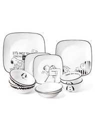 USA Corelle Snoopy &amp; Charlie Edition Square Plate 10P Tableware Dinnerware