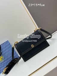 全新🌸Tory Burch T Monogram 風琴包 斜挎包 黑色 老花單肩包