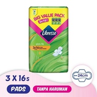 Libresse Slim Fit Wings 24cm (3x16s) Disposable Sanitary Pad Tuala Wanita Pakai Buang