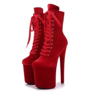 20cmPole Dance High-Heel Boots High Heel Platform Shoes Chinese Velvet Fashion Runway Performance Booties