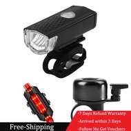 [มาถึงภายใน 3 วัน]Bike Light LED MTB Bicycle Front Headlight Night Safety Taillight Bell Set[คืนสินค้าได้ภายใน 7 วัน]