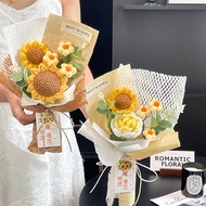 graduation bouquet bunga bouquet Karangan kecil rajutan rajutan tangan selesai bunga mawar bunga mat