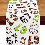 Funny 6 7 Birthday Table Runner Sports Ball Themed Six Seven Decoration School Classroom Ball Becaus