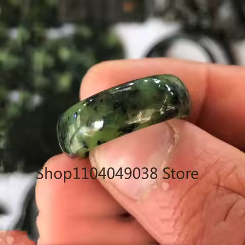 Natural Tibetan Jade Medicine King Stone Ring Men's and Women's Health Care Ring Natural Color Rando
