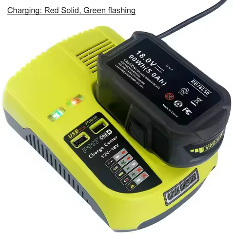 P117 Charger For Ryobi ONE+Plus P108 Dual Chemistry Battery 12V-18V EU/US/AU Plug For Ryobi 12V-18V 