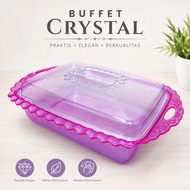 (3 Pcs) Crystal Buffet Set Plastic Buffet Container Transparent Lid Buffet Basi Party Serving