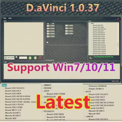 Best Selling D.avinci 1.0.37 Full Function Software Support Win7/10/11, Fit K.ESS/K.TAG 3 With Lifet